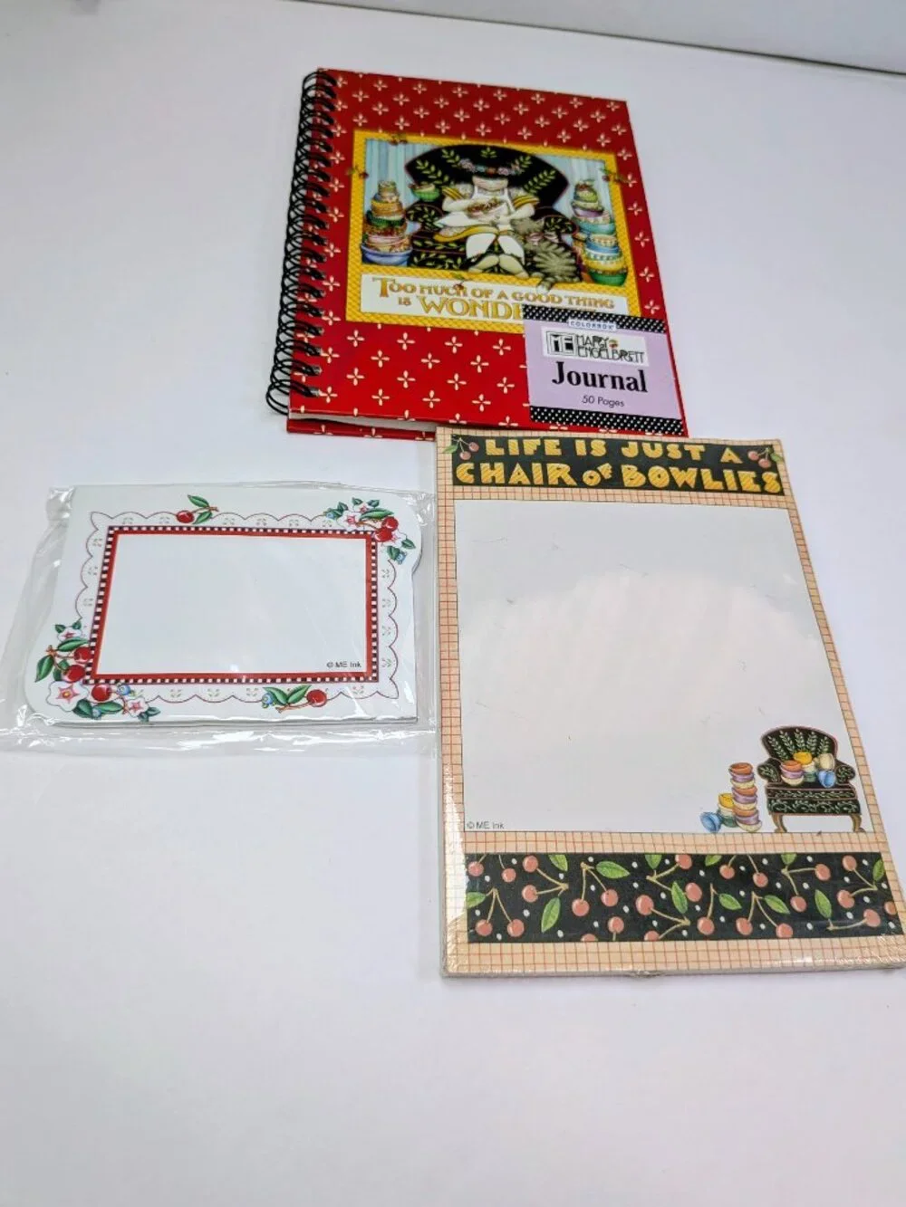 VTG Mary Engelbreit Chair of Bowlies Stationery Lot Journal Magnetic Pad